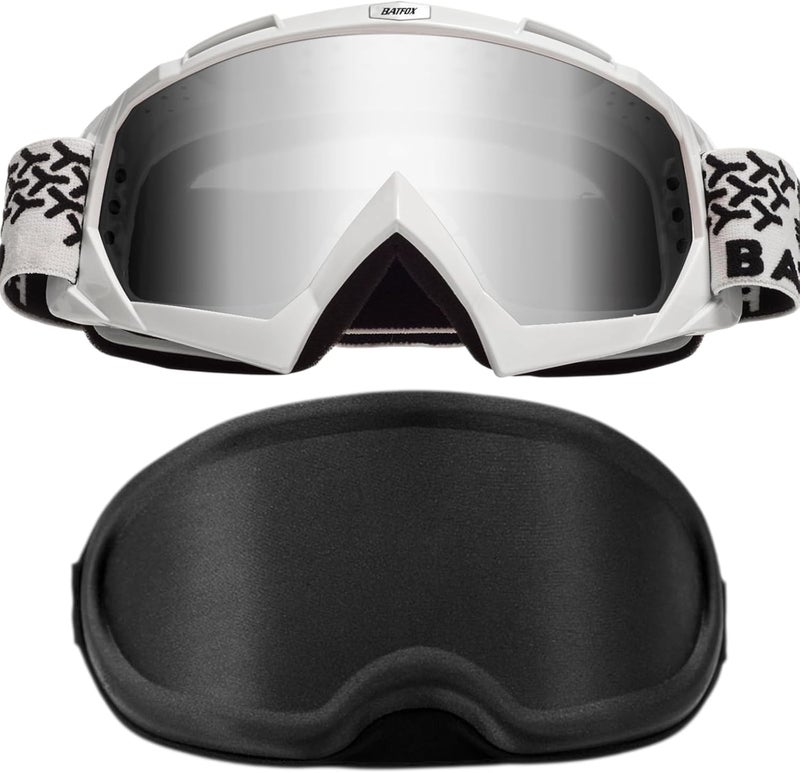 BATFOX Dirt Bike Goggles with Case - Motorcycle Motocross ATV Racing Safety Glasses, Best Christmas Gifts for Men Youth - Image 1